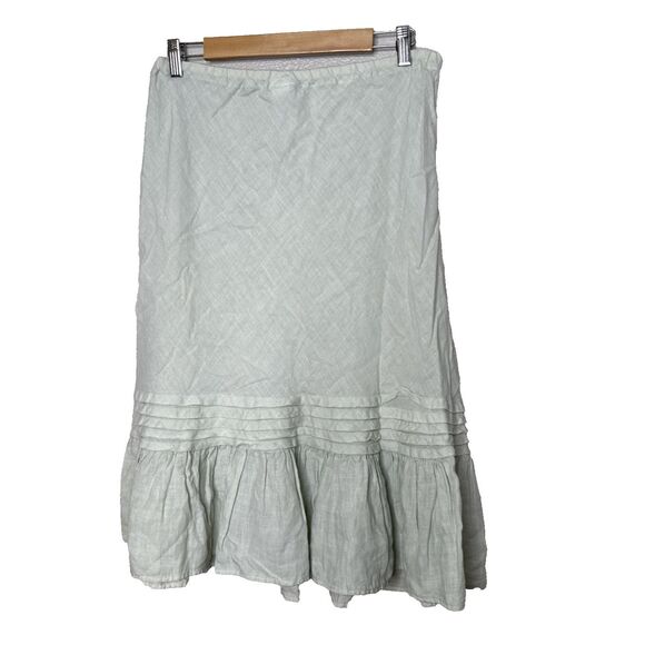 CP Shades Size L Linen Ruffle Skirt Light Green Elastic Waist Pull On Sausalito - Picture 2 of 7